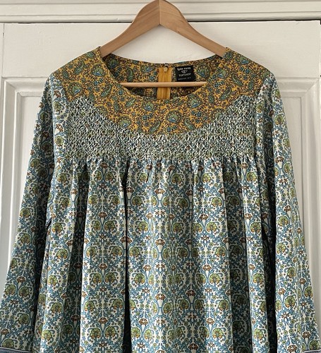 Kate Moss Topshop Women’s Blue Green Yellow Floral Long-Sleeve Dress UK 12 EU 40 - Picture 3 of 16