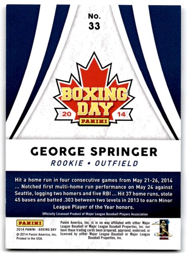 2013 Panini BOXING DAY George Springer 243/499 - Picture 2 of 2