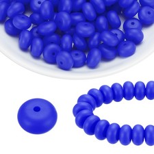 110Pcs Silicone Beads 14mm Lentil Rubber Focal Beads Bulk, Sapphire Blue
