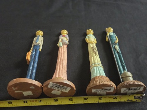 Whimsical! 4 Skinny Cat Pencil Figurines 7.5"x2" each Resin Vintage - Picture 12 of 17