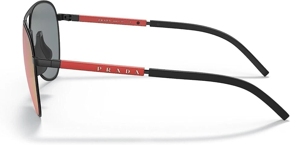 Óculos de sol masculino PRADA LINEA ROSSA SPS51X 1BO01M preto fosco/cinza azul vermelho 59mm - Imagem 2 de 4