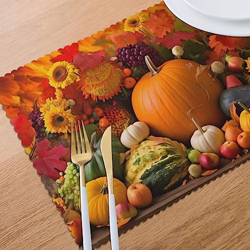 Autumn Thanksgivings Placemats Set of 4, Non Slip Heat-Resistant Washable - Afbeelding 5 van 7