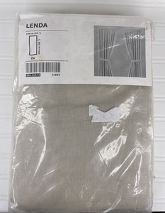 IKEA Lenda Curtains - Beige 2 Panels & Ties Size 55 X 98" Hg38