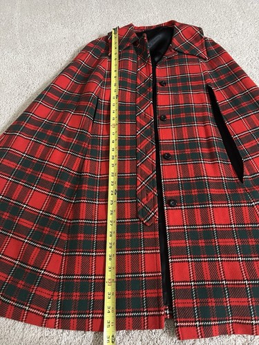 Vintage Pendleton rot authentisch schottisch Tartan kariert Wolle 1960er Cape Einheitsgröße Hose Gr. S - Bild 12 von 15