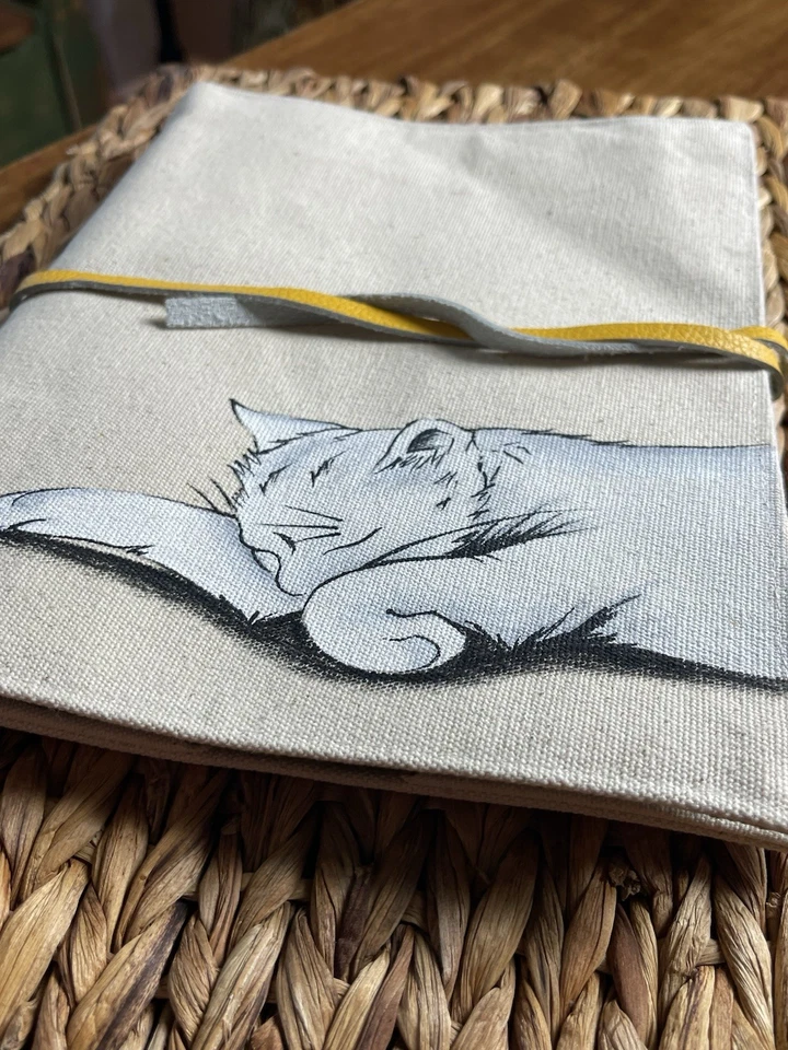 Coldwater Creek Sleeping Cat iPad Sleeve With Leather Wrap Around-New - Image 2 of 4