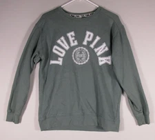 Pink Victoria's Secret Womens Love Pink Sweatshirt Long Sleeve Size XS Green