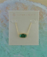 NEW Kendra Scott Elisa Pendant London Blue December Gold Necklace