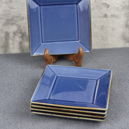 5 Pottery Barn Asian Square Egg /Sushi Roll Plates Blue 6" Retired Pattern - Picture 10 of 11