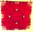 NEW Christmas TABLE CLOTH. 36" x 36", Red w/silver & gold decoration.