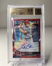 LUKEN BAKER 5/5 ROOKIE AUTO 2018 Bowman Chrome Red Refractor BGS 9.5