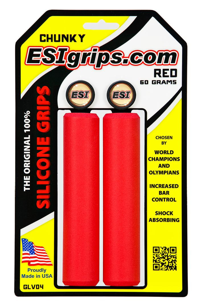 Рукоятки ESI Bar Grips MTB из плотного силикона красного цвета одного размера