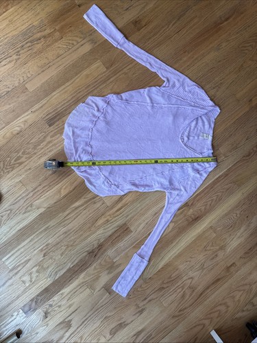 WE THE FREE PEOPLE Thermo Waffel Strick Pullover Oberteil Lila Rüschensaum Large - Bild 13 von 14