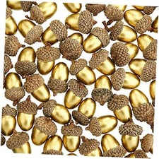 60 Pack Artificial Acorns Lifelike with Acorn Cap for Crafts Simulation Gold