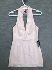Express Dress Womens 2 Pink Halter Lace Insert Bodycon Mini Party Cocktail
