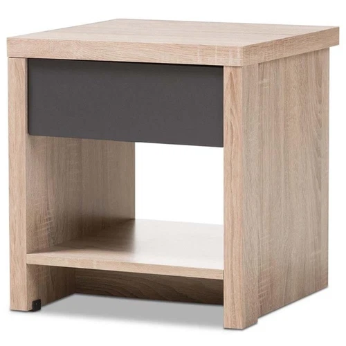 Jamie Modern and Contemporary 2 Tone Oak Grey Wood 1Drawer 1Shelf Nightstand