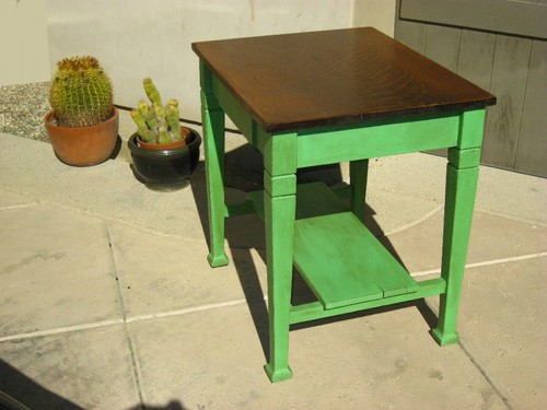 Antique American Oak Wood Mission Table with one drawer French Shabby Chic - Picture 2 of 11