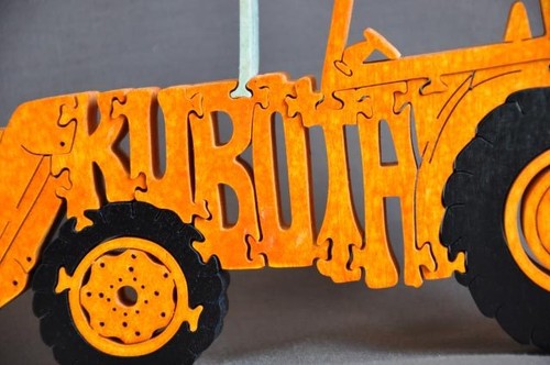 Orange Kubota Farm Tractor Roll Bar OR Cab Over NEW Wood Toy Puzzle Made USA - Picture 3 of 6