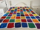 Handmade Crochet Acrylic Granny Squares Large Colourful Blanket 190 cm x 135 cm