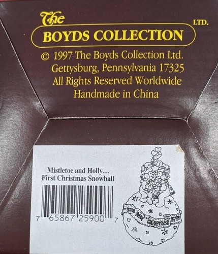 Boyds Bears Folkstone "Mistletoe Holly First Christmas Snowball" #25900 Ornament - Foto 10 di 10