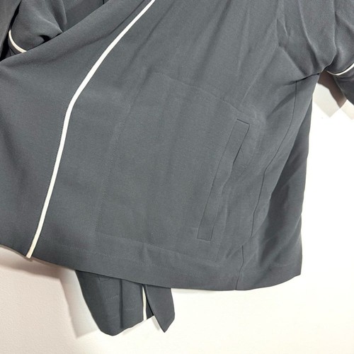 Camicia vintage Eileen Fisher grigio scuro seta aperta davanti - Foto 5 di 9