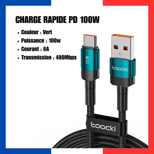 Toocki Câble USB Type-C 100W Charge Rapide 6A - 1M/2M - Chargeur & Données - 第 11/11 張圖片