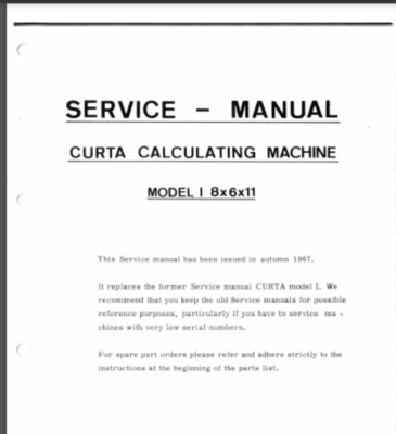Curta Type 1 Mechanical Calculator Service parts Manual 59