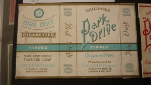 VINTAGE-OLD-CIGARETTE-PACKET-LABEL-GALLAHER-PARK-DRIVE-BRAND-10-PACK-BLUE