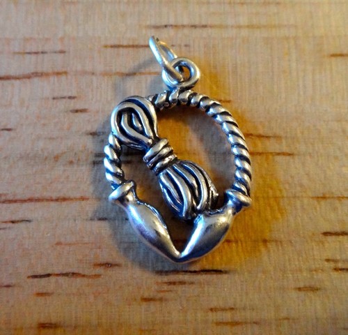 Sterling Silver 3D 20x14mm Jumping Rope Jump Rope Charm - Picture 2 of 3