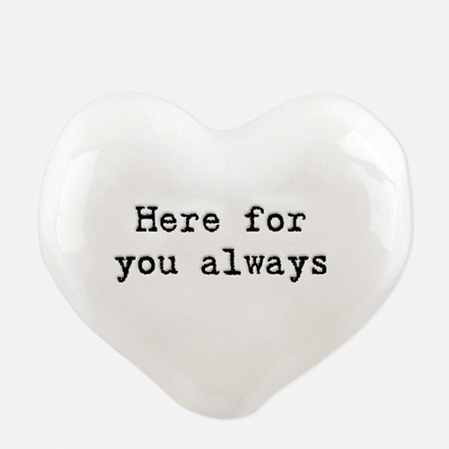 Porcelain Heart Token Pebble - 'Here for you always' - East of India - Picture 4 of 4
