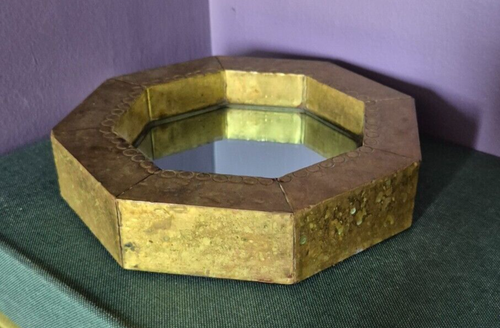 Vintage Brass Mirrored Octagonal Display Tray - Picture 7 of 10