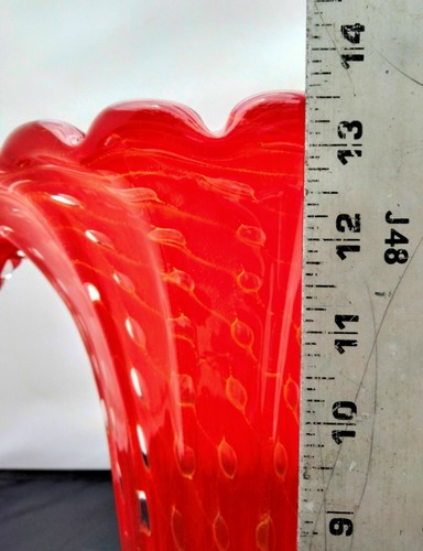 Jarrón tulipán de Murano rojo y dorado 13,5" - Imagen 3 de 12
