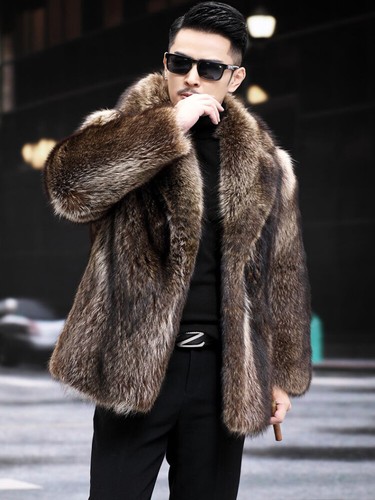 Men Furry Winter Mid-length Fur One-piece Mink Coats Thicken Velvet Jacket Parka - Picture 7 of 17