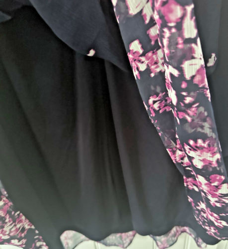 DKNY Women's Plus Size Floral Print Cap Sleeve Chiffon Midi Dress Navy Pink 18W - Picture 13 of 13