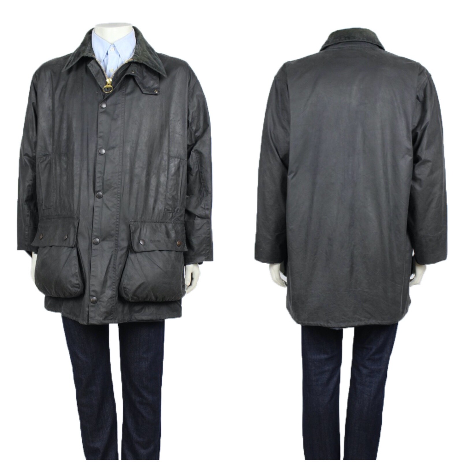 Mens Barbour Border Wax Jacket Waxed Cotton Tartan Blue Navy Size