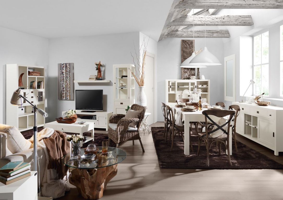 MADIA CREDENZA LEGNO MASSELLO BIANCA STILE NORDICO Mobili