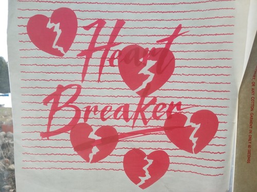 Dayglow Pink Heart Breaker Vintage 1980's Original T-Shirt Iron On Transfer NOS - Picture 1 of 9