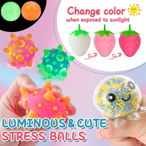 54 Variety Pack Stress Balls - Non-Toxic Stress Relief Fidget Toys for Gifting - Picture 4 of 9