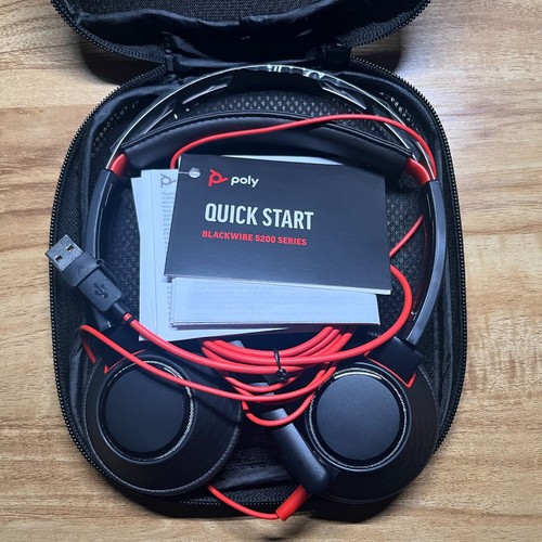 Plantronics Blackwire C5220 Black/Red On the Ear Headsets USB-C/A - Picture 1 of 4