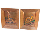 Copper tooled Southwestern Desert scene Deer Gazelle Art Phillip Irwin Lot of 2