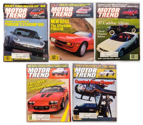 1986 Motor Trend Magazine Lot of 5 | 924S, Allante, Camaro, Mustang, 959 - Picture 1 of 6