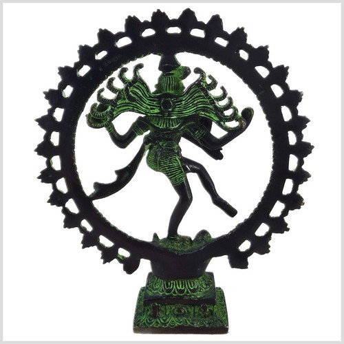 Feiner tanzender Shiva Messing grünantik 29cm 2,2kg Hinduismus Nataraja Ganesha - Picture 4 of 4
