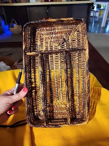 Vintage Korb Silberbesteck Tablett geteilt Schublade Organisation 8x13 - Bild 1 von 6