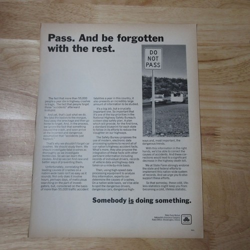 State Farm Insurance 1969 - Pasa y ser olvidado - anuncio impreso vintage - Imagen 2 de 3
