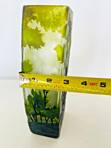 Cameo Etched French Studio Art Glass Vase W/ Forest, Tree Layers - Picture 9 of 10