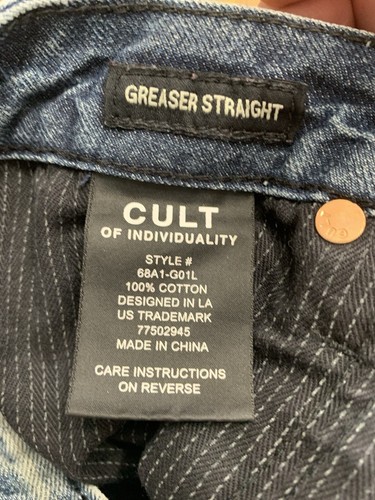 Cult of Individuality Jeans Selvedge Denim Embroidered Straight Distressed 30x34 - 第 2/14 張圖片
