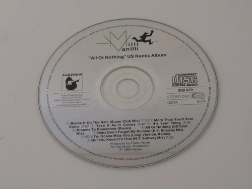 Milli Vanilli – All Or Nothing - The U.S. Remix Album /Hansa – 259 979/ CD ALBUM - Picture 2 of 3