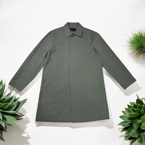 Club Monaco Men’s Size Medium Classic Mackintosh Water Resistant Green Mac Coat - Picture 6 of 15