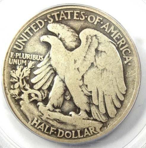 1921-D Walking Liberty Half Dollar 50C Coin - Certified PCGS VG10 - Rare Date! - Picture 4 of 4