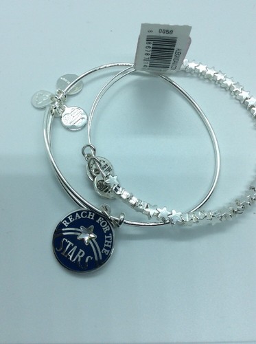 $58 Alex and Ani REACH FOR THE STARS SET OF 2 Bangles Silver J6 - Picture 7 of 7