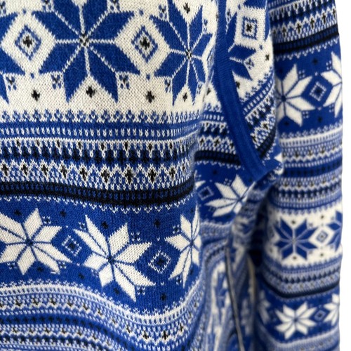 Suéter Talbots Para Mujer Talla PL Nordic Fair Isle Pullover 1/4 Cremallera Azul Copo de Nieve - Imagen 6 de 11